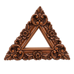 Ornate Wooden Triangle Frame with Rose Carvings
