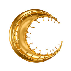 Dynamic Gold Liquid Crescent Splash - Abstract Luxury Fluid Form