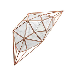 Geometric rose gold frame with marble facets, modern design element