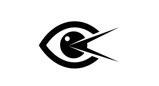 Black and white eye with dagger.