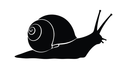 A black silhouette of a snail crawling forward silhouette © MSTSALINA