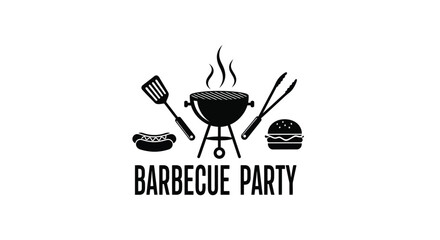 Barbecue cooking utensils and food a striking black silhouette © MSTSALINA