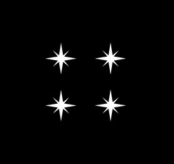 Obraz premium Four symmetrical white stars on a stark black background, arranged in a two-by-two formation