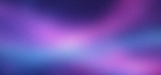 Obraz premium Abstract grainy gradient background with purple and blue light leaks, soft ethereal texture with cinematic noise, vibrant neon color blur for modern digital wallpaper and web design