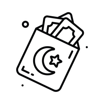 A modern line icon representing eidi envelope gift for eid