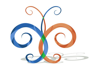 Fototapeta premium The symbol of a stylized colored butterfly. 
