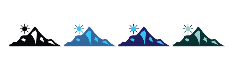 hill icon set. mountain vector set