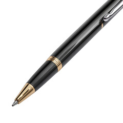 Luxury fountain pen with gold trim writing tip isolated on transparent background