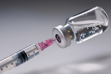 ワクチン接種をイメージした注射器とバイアル