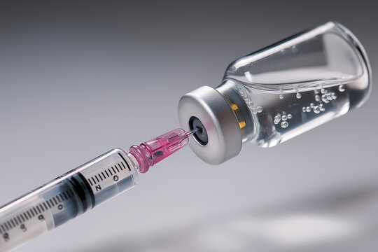 ワクチン接種をイメージした注射器とバイアル