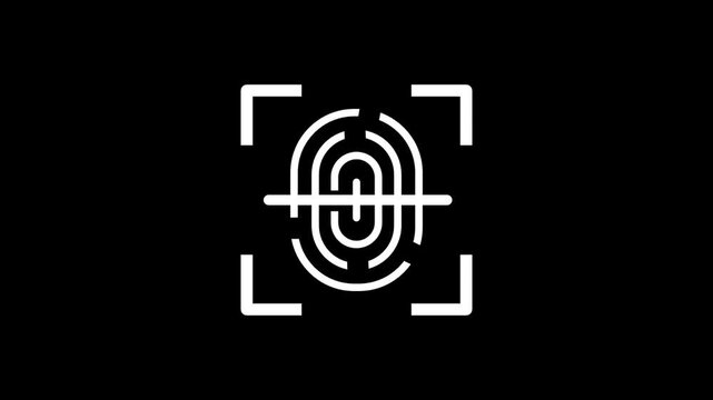 Biometric fingerprint scanner framed by focus corners represents a precise identity verification technology used for high security access control