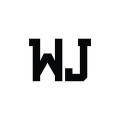 Obraz premium WJ monogram logo design letter text name symbol monochrome logotype alphabet character simple logo