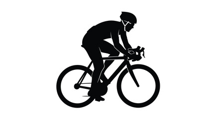 Obraz premium Cyclist riding a road bike in a striking black silhouette