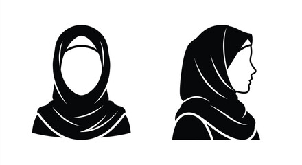 Two depictions of a woman in a hijab a striking silhouette © MSTSALINA