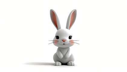 Obraz premium Cute Bunny 3D Illustration – Minimal Animal Character Design