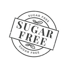 Fototapeta premium Vintage black circular stamp with sugar free text for healthy food packaging and organic branding