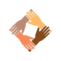 Obraz premium People putting their hands together icon isolated on white background