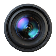 Ultra HD camera lens with vibrant chromatic aberration effect isolated on transparent background