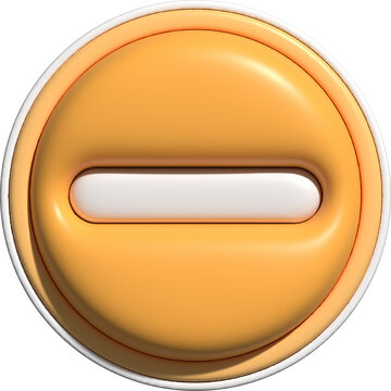 Orange Minus Button Icon, Cancel Symbol, Mathematics Operation Symbol