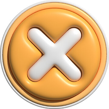Orange Close Button, Multiply Symbol, Cance Icon