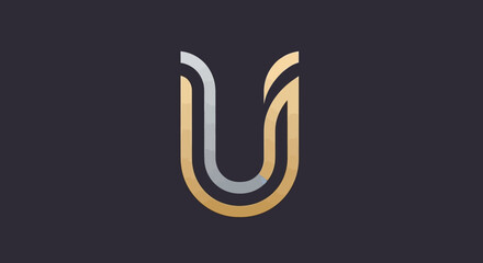 Elegant U Letter Logo, Luxury Gold and Silver Design, Modern Branding, Abstract Monogram © difka