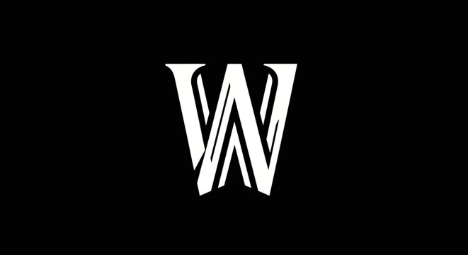 Elegant Stylized Letter W Logo on Black Background