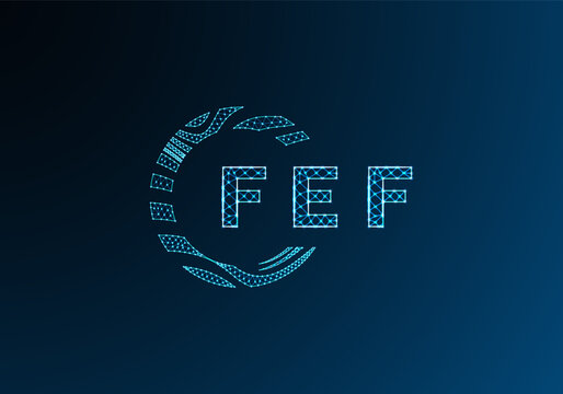 FEF low poly letter logo vector design. FEF lower poly logo design. FEF unique low poly logo design.