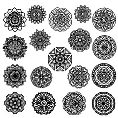 Bold round mandala flower decorative medallion vector illustration isolated on transparent background