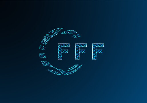 FFF low poly letter logo vector design. FFF lower poly logo design. FFF unique low poly logo design.