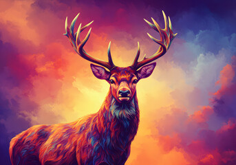 Deer illustration with vivid colors