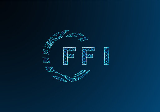 FFI low poly letter logo vector design. FFI lower poly logo design. FFI unique low poly logo design.