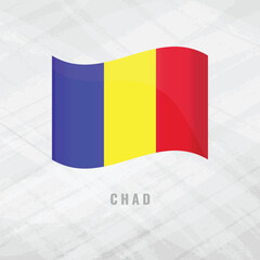 Fototapeta premium 3d illustration waving flag of Chad. Vector flag of Chadon Grey Background with copy space . Symbol of Chad.