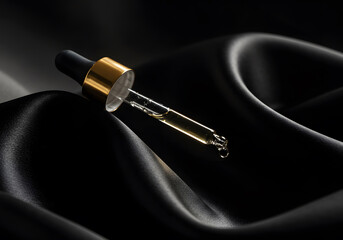 Dropper bottle on satin fabric