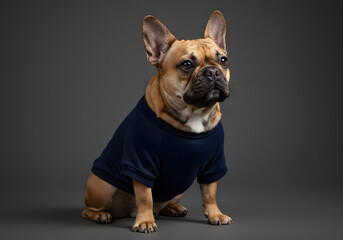 French bulldog wearing a shirt studio shot