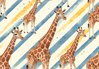 Giraffes pattern on diagonal stripes