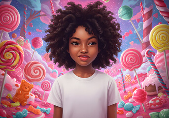 Girl in candy land illustration
