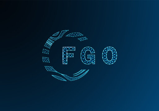 FGO low poly letter logo vector design. FGO lower poly logo design. FGO unique low poly logo design.
