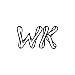 Obraz premium WK monogram logo design letter text name symbol monochrome logotype alphabet character simple logo