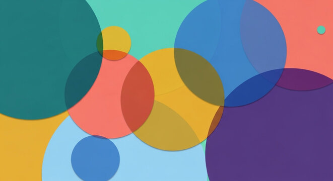 An appealing abstract background showcases numerous overlapping translucent circles of varying sizes, forming a harmonious and colorful composition.