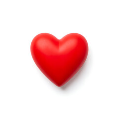 Fototapeta premium A vibrant red heart symbol with a subtle shadow, representing universal love, deep passion, and heartfelt emotions, isolated on a clean white background, ideal for conveying affection and connection