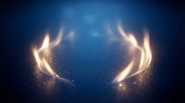 Abstract Glowing Light Effect with Sparkles on Dark Blue Background - Digital Art
