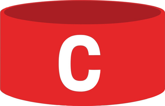 Red captains armband with white letter c symbol isolated on white sport team leader accessory vector