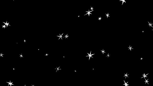 Shining stars on a black screen. Concept of a sparkling clean surface. Doodle style Animation effect of a new beautiful surface. Glitter sparkle animated, 2D Animation, White shining dust light.