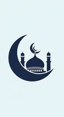Obraz premium Ramadan mosque icon with crescent moon.