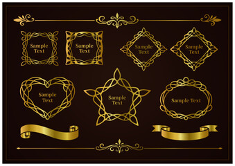金色のエレガントなアンティークフレームセット