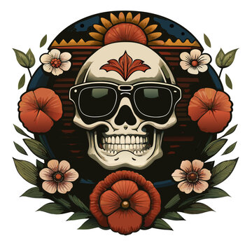logo con teschio con gli occhiali da sole 06