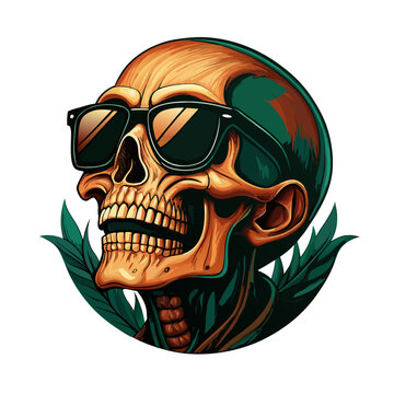 logo con teschio con gli occhiali da sole 03