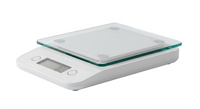 High precision digital kitchen scale with lcd display isolated on transparent background