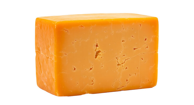 A block of cheddar cheese on transparent background