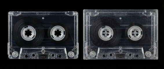 Fototapeta premium Retro audio action cassette tapes showcase studio environment high-quality photo vintage concept for music enthusiasts